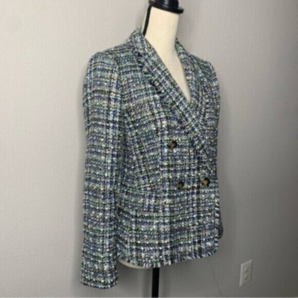 NWT Ann Taylor Tweed Shimmer Tailored Double Breasted Blazer - Picture 5 of 14